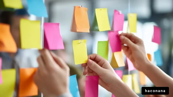 カラフルな付箋とアイデア