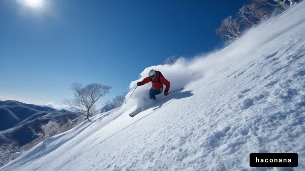 雪山でのスキーを楽しむ