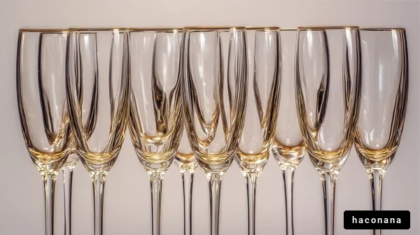 美しいシャンパングラスの列