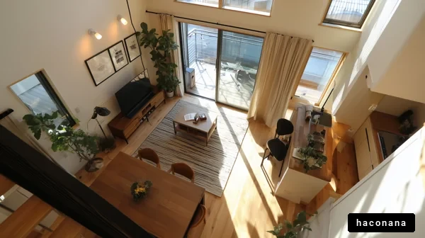 明るいリビングの風景