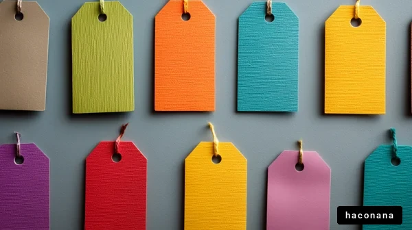 カラフルなタグのディスプレイ
