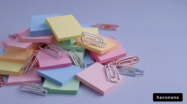 カラフルな付箋とクリップ