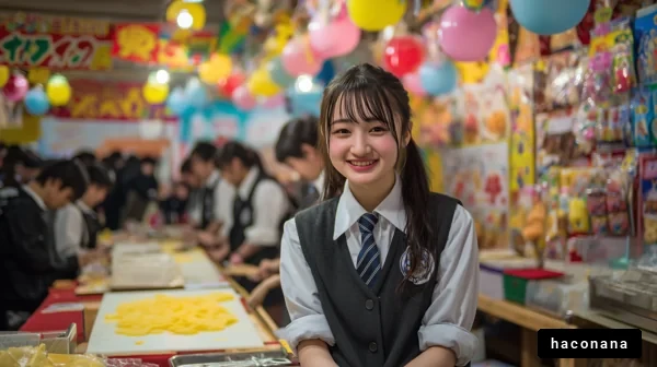 祭りで笑顔の女の子