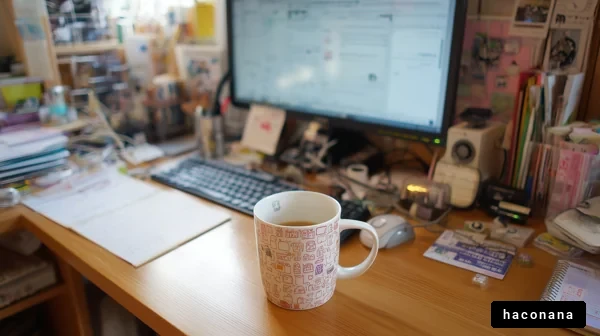 デスク上のコーヒーカップ