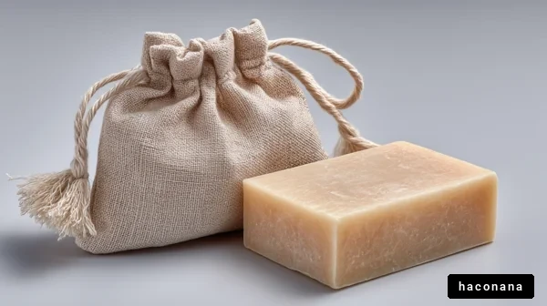 自然素材の石鹸と巾着袋