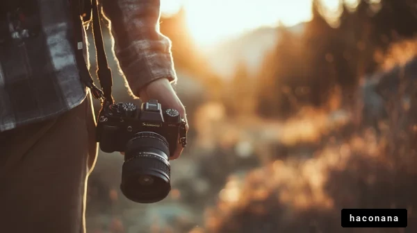 カメラを持つ風景撮影者