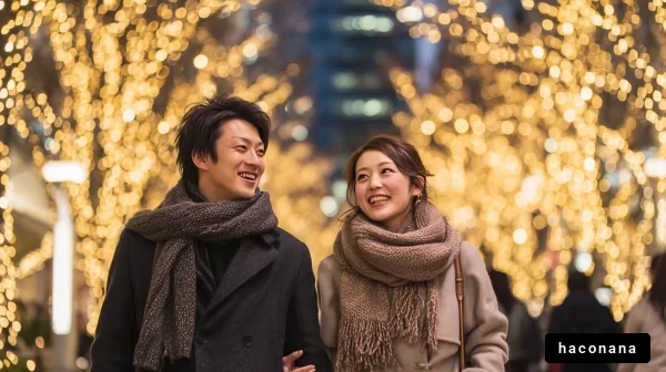 冬の夜に輝く街の情景