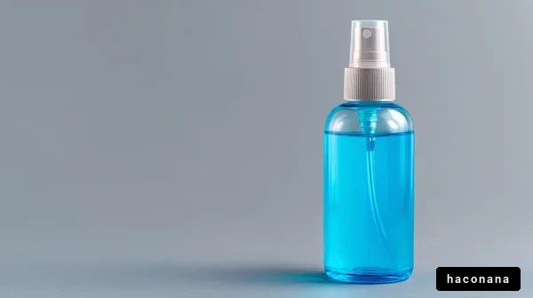 青いスプレーボトルの静物