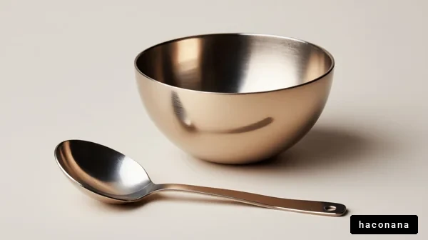 金属製のボウルとスプーン