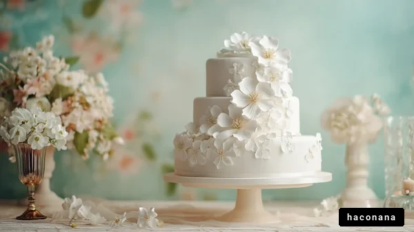 美しい花柄のウェディングケーキ