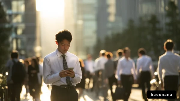 街中でスマホを使うビジネスマン