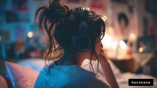 リラックスした音楽鑑賞の風景