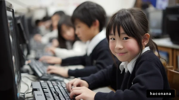 コンピュータ教室で学ぶ子どもたち