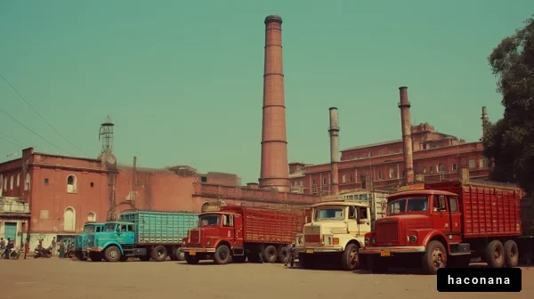 工場とトラックの風景