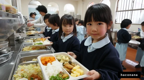 校舎での給食風景