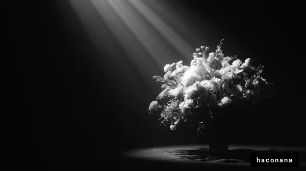 花束と光のコントラスト