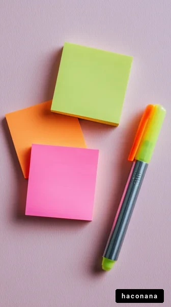 カラフルな付箋とペン