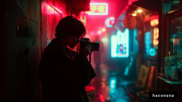 ネオンが輝く路地裏