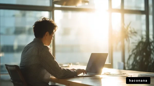 光に包まれる仕事風景