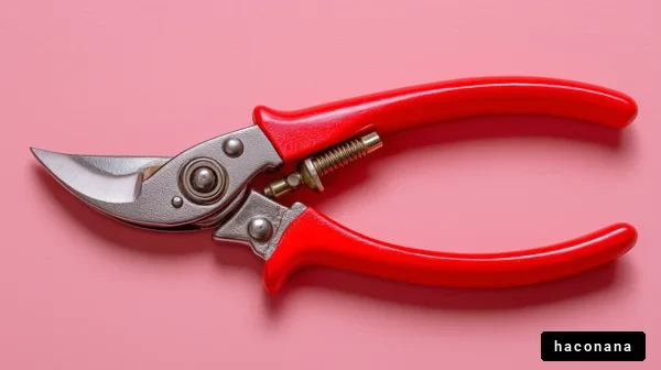 赤い剪定ばさみの画像