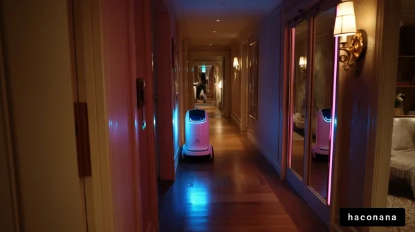 ホテルの廊下を走るロボット