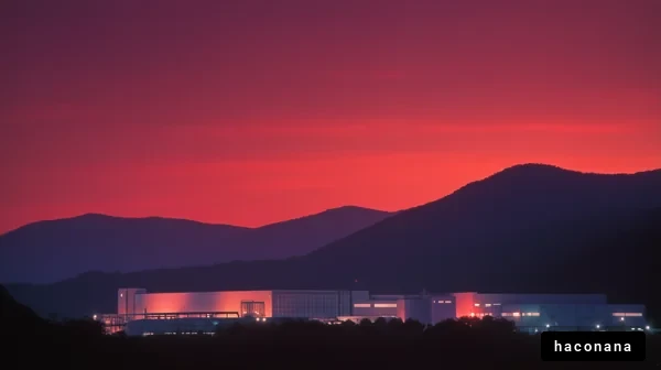 夕焼けに映える工場の風景