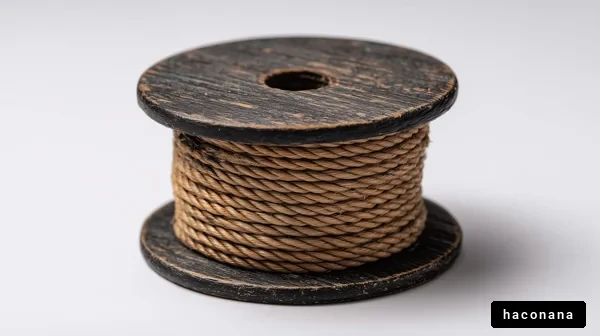 木製スプールと紐