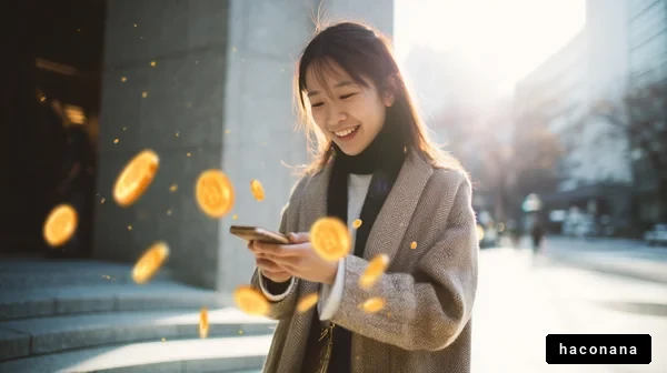 街中でスマホを持つ女性