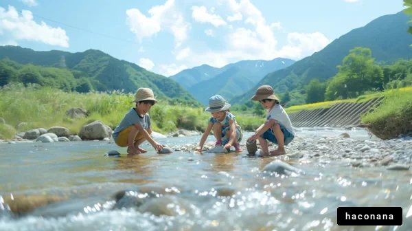 川で遊ぶ子供たち