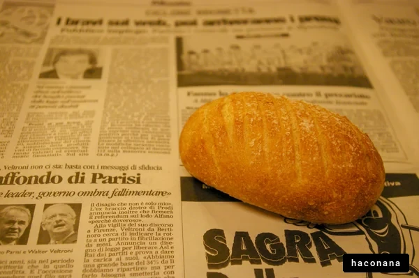 新聞の上に置かれたパン