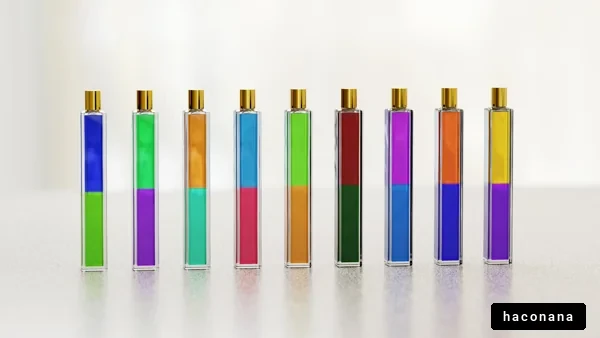 カラフルな液体の容器