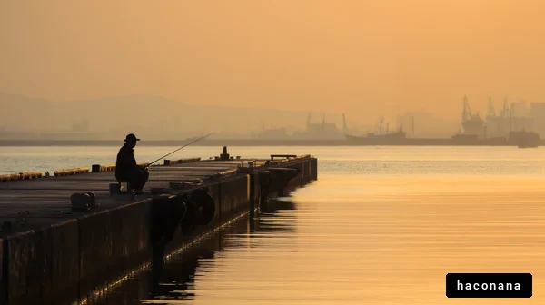 夕焼けの釣り人