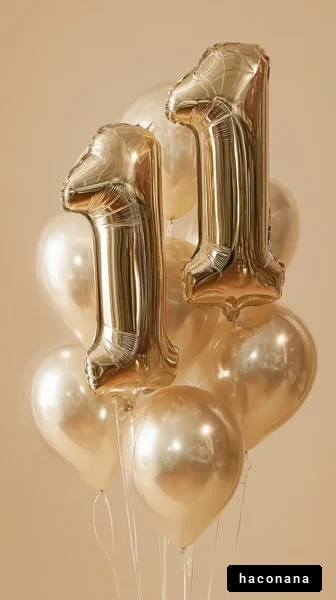 金色の風船のデコレーション