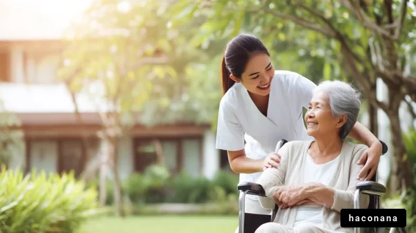 看護と高齢者の笑顔