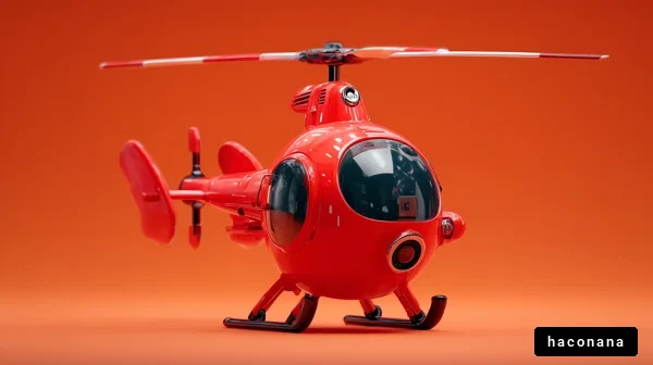 赤いヘリコプターの模型