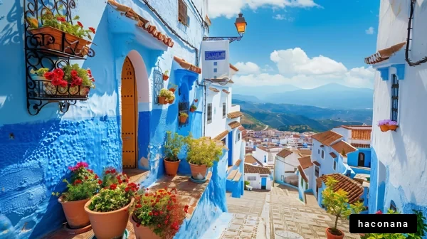 青い街並みの風景