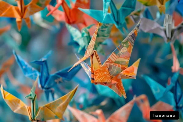 色とりどりの折り鶴