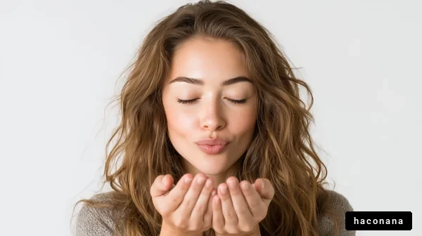 キスを送る女性の笑顔