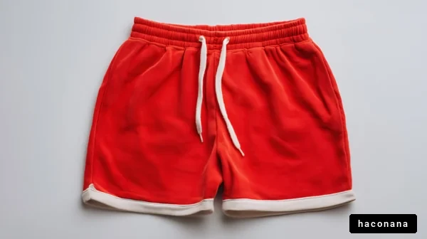 鮮やかな赤のショートパンツ