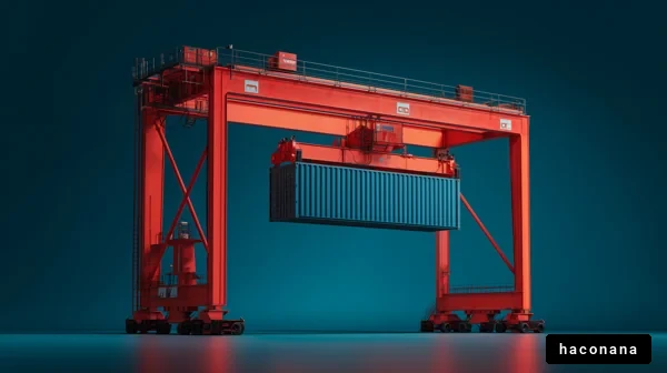 コンテナを持ち上げるクレーン
