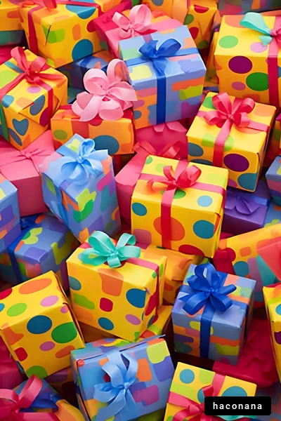 カラフルな贈り物の山