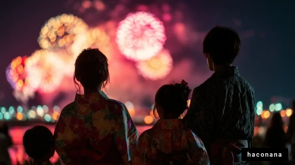 夜空に夜祭りの花火