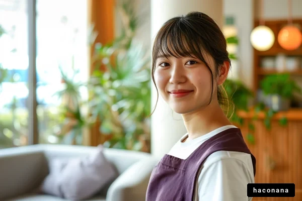 カフェで微笑む女性