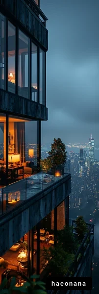 夜の高層ビルの眺望