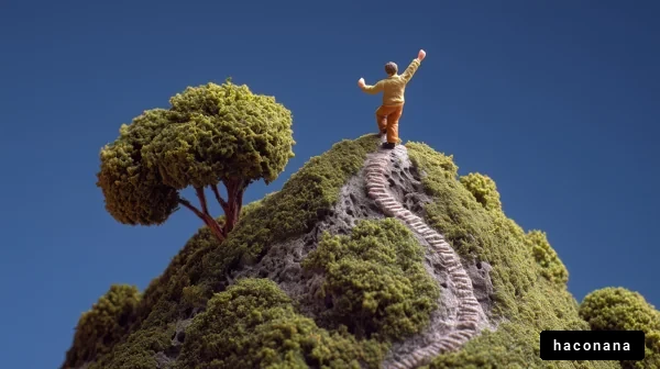 山頂に立つ小さな人