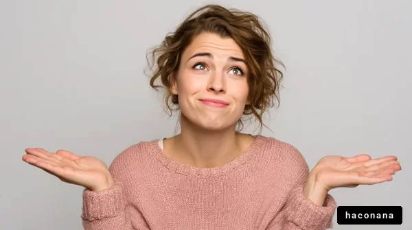 手を広げて困惑する女性