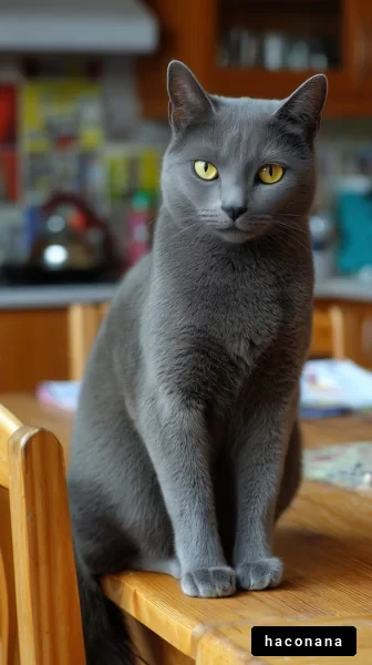 灰色の猫が座る