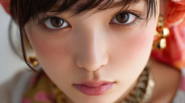 和装アクセサリーの若い女性アップ