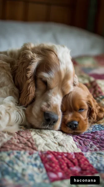 犬と子犬の幸せな瞬間