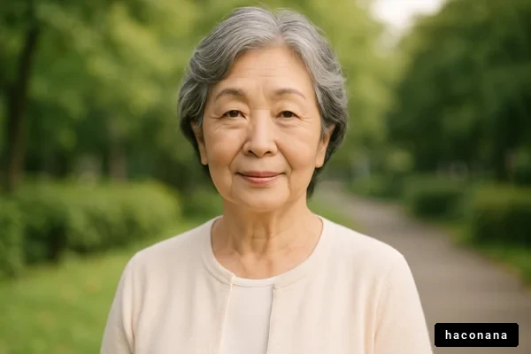 公園で微笑む女性